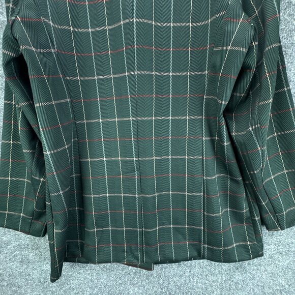 Avec‎ Les Filles Blazer Medium Green Plaid Academia Preppy Lightweight Relaxed - Picture 8 of 14